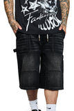 Keep Out Fake Love Casual Friday Oversized Jorts - Black Wash