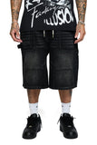 Keep Out Fake Love Casual Friday Oversized Jorts - Black Wash