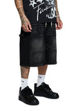 Keep Out Fake Love Casual Friday Oversized Jorts - Black Wash