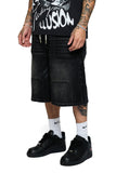 Keep Out Fake Love Casual Friday Oversized Jorts - Black Wash