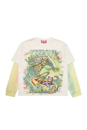 Keep Out Fake Love “CATCH A WAVE” Long Sleeve – White