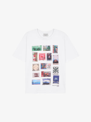 Walk in Paris Stamp Collection Cotton T-Shirt – White