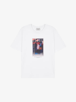 Walk in Paris “Walk in Seoul” Stamp Cotton T-Shirt – White