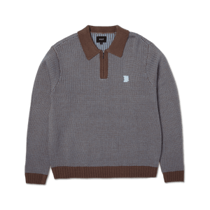 HUF Megablast Two Tone Waffle Sweater – Washed Blue / Moss