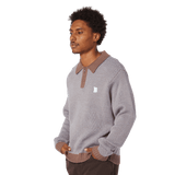 HUF Megablast Two Tone Waffle Sweater – Washed Blue / Moss