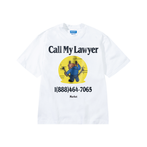 Market Smiley Call My Lawyer Bear T-Shirt – White