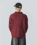XLarge Square Zip up Knit Polo - Burgundy