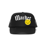 Market Smiley Gothic Trucker Hat - Washed Black