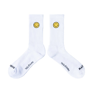 Market Smiley Badge Socks - White