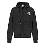 No Bad Vibez Concrete Zip Up Hoodie - Washed Black