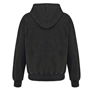 No Bad Vibez Concrete Zip Up Hoodie - Washed Black