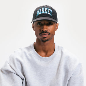 Market Offset Arc 6 Panel Hat - Black