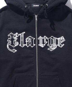 XLarge Patched Logo Zip up Hoodie Sweatshirt - Black