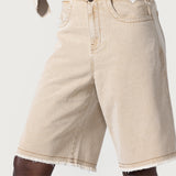 Honor The Gift Raw Edge Baggy Short - Tan