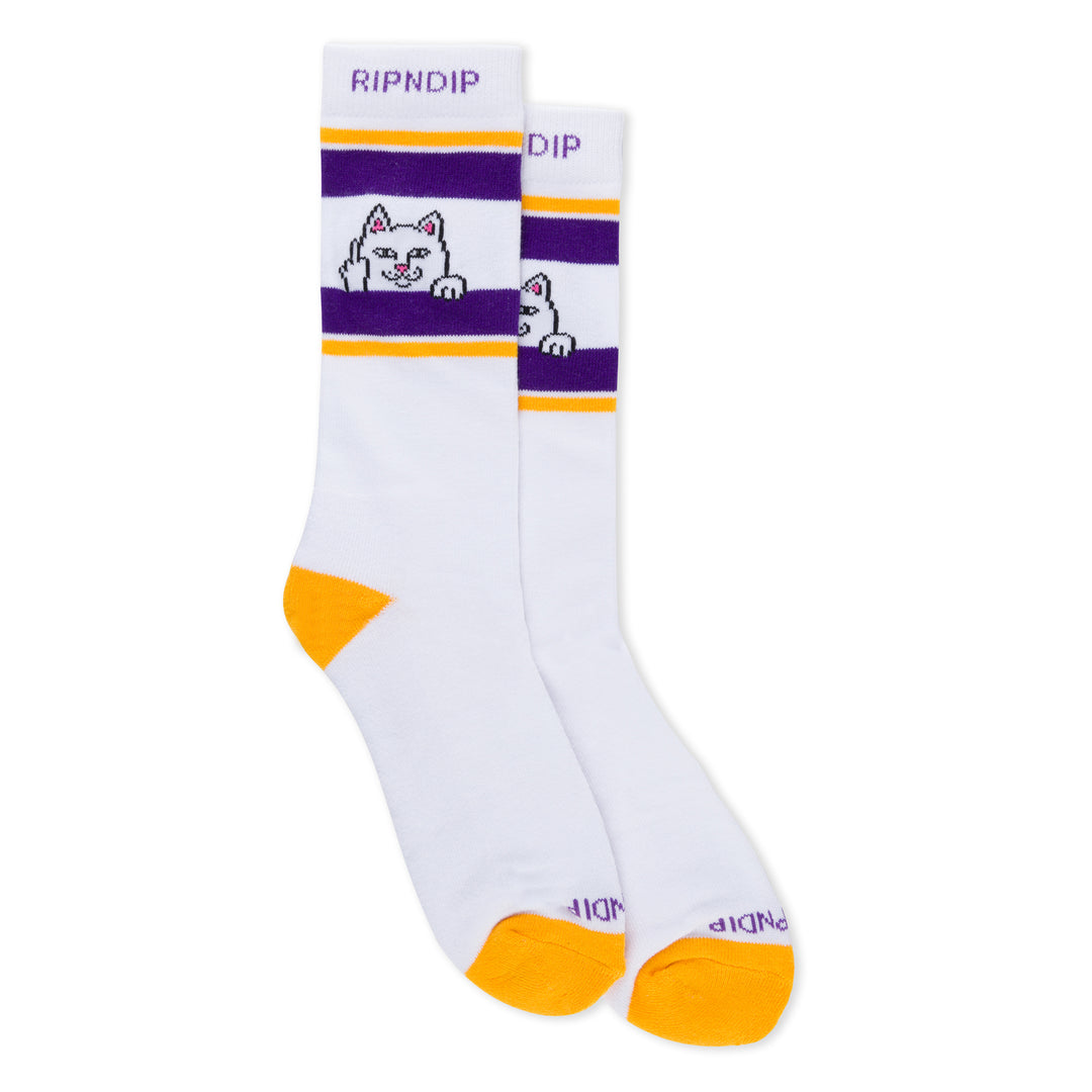 Rip N Dip Peeking Nermal Socks - Purple/Gold