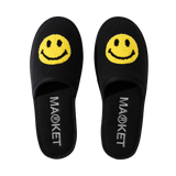 Market Smiley Upside Down Hotel Slippers - Black