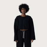 Honor The Gift Round Crop Zip Crew - Black