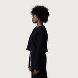 Honor The Gift Round Crop Zip Crew - Black