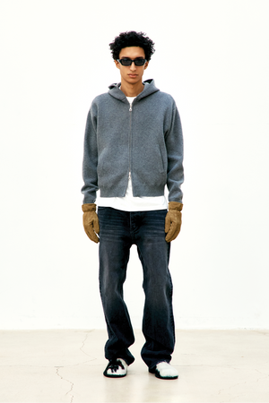 Coor Double Face Wool Blend Hoodie Zip-Up – Melange Charcoal