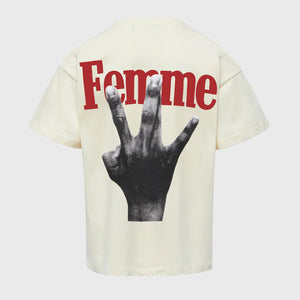 Homme+Femme Twisted Fingers Tee – Cream with Red