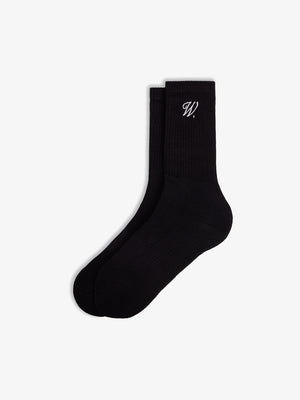 Walk in Paris The White Signature Crest Socks – Black