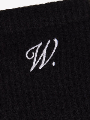 Walk in Paris The White Signature Crest Socks – Black