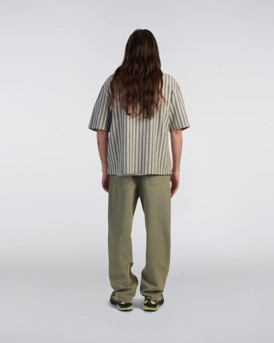 Edwin Saga Shirt SS - Black/White Garment Washed