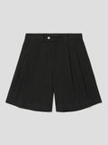 Merely Made Black Dobby Cotton Wide Cropped Pants