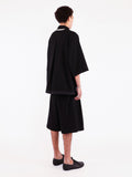 Merely Made Black Dobby Cotton Wide Cropped Pants