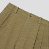 Merely Made Premium Vintage Woolen Stripe Wide Pants - Peanut Brown