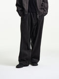 Merely Made Premium Dual Fabric Contrast Wide Pants - Iron Grey