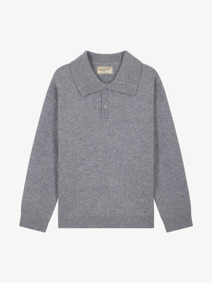 Walk In Paris Three Button Polo - Heather Grey