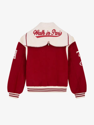 Walk In Paris Postman Varsity Jacket - Red
