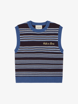Walk In Paris Striped Sleeveless Knit - Blue