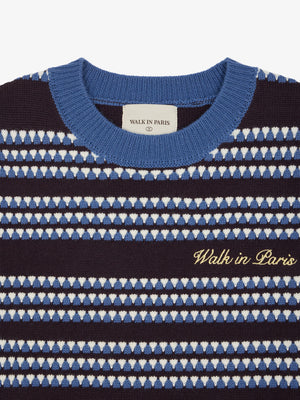 Walk In Paris Striped Sleeveless Knit - Blue