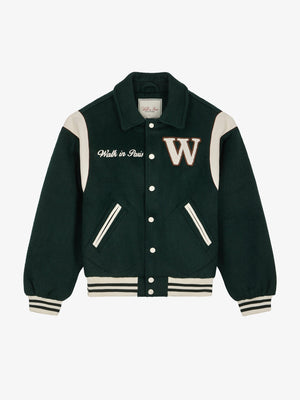 Walk In Paris Wool Varsity Jacket - Green