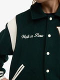 Walk In Paris Wool Varsity Jacket - Green