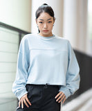XGirl Contrast Line Cropped Sweat Top - Light Blue