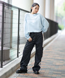 XGirl Contrast Line Cropped Sweat Top - Light Blue
