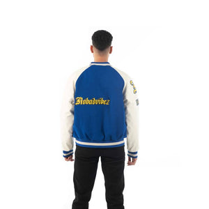 No Bad Vibez Varsity Jacket - Blue / White