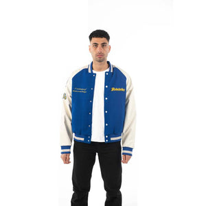 No Bad Vibez Varsity Jacket - Blue / White