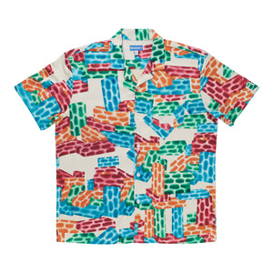 Market Building Blocks Mesh Button Up Shirt - Cream