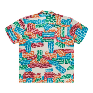 Market Building Blocks Mesh Button Up Shirt - Cream