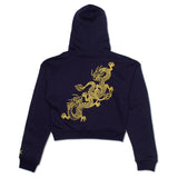Ethik Women's Kimono Dragon Crop Hoodie - Purple