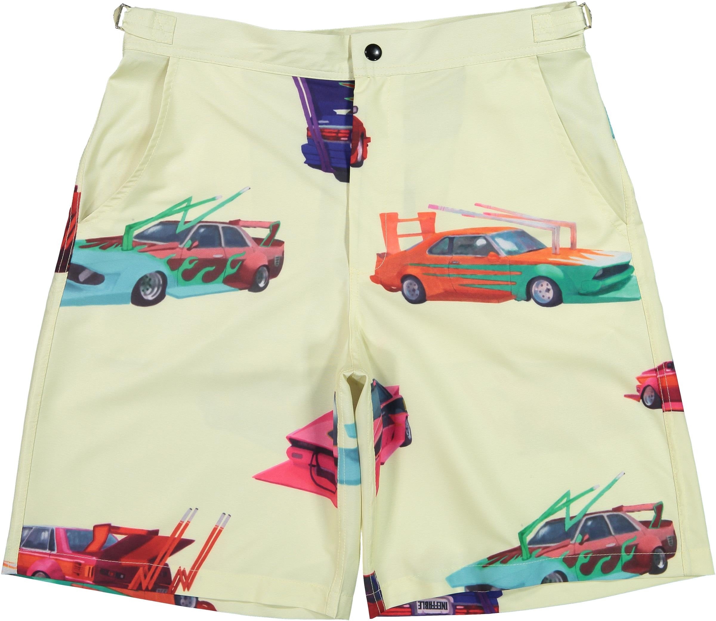 Ineffable Speed Tribe Rayon Shorts - Beige