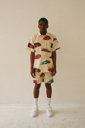 Ineffable Speed Tribe Rayon Shorts - Beige