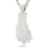 King Ice Diamond Hands Necklace - Silver