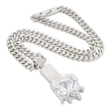 King Ice Diamond Hands Necklace - Silver