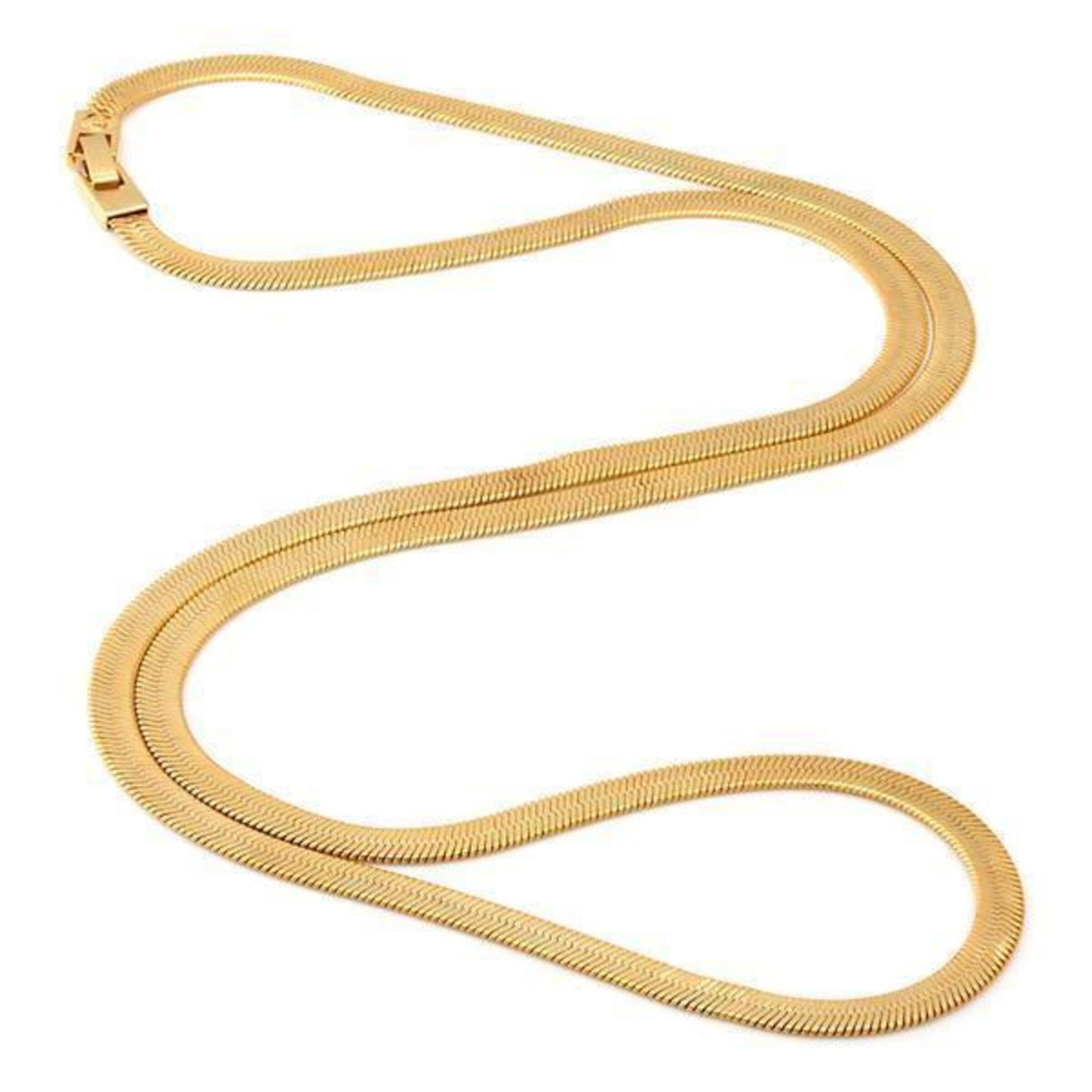 King Ice 5mm Thin Herringbone Chain - 14K Gold