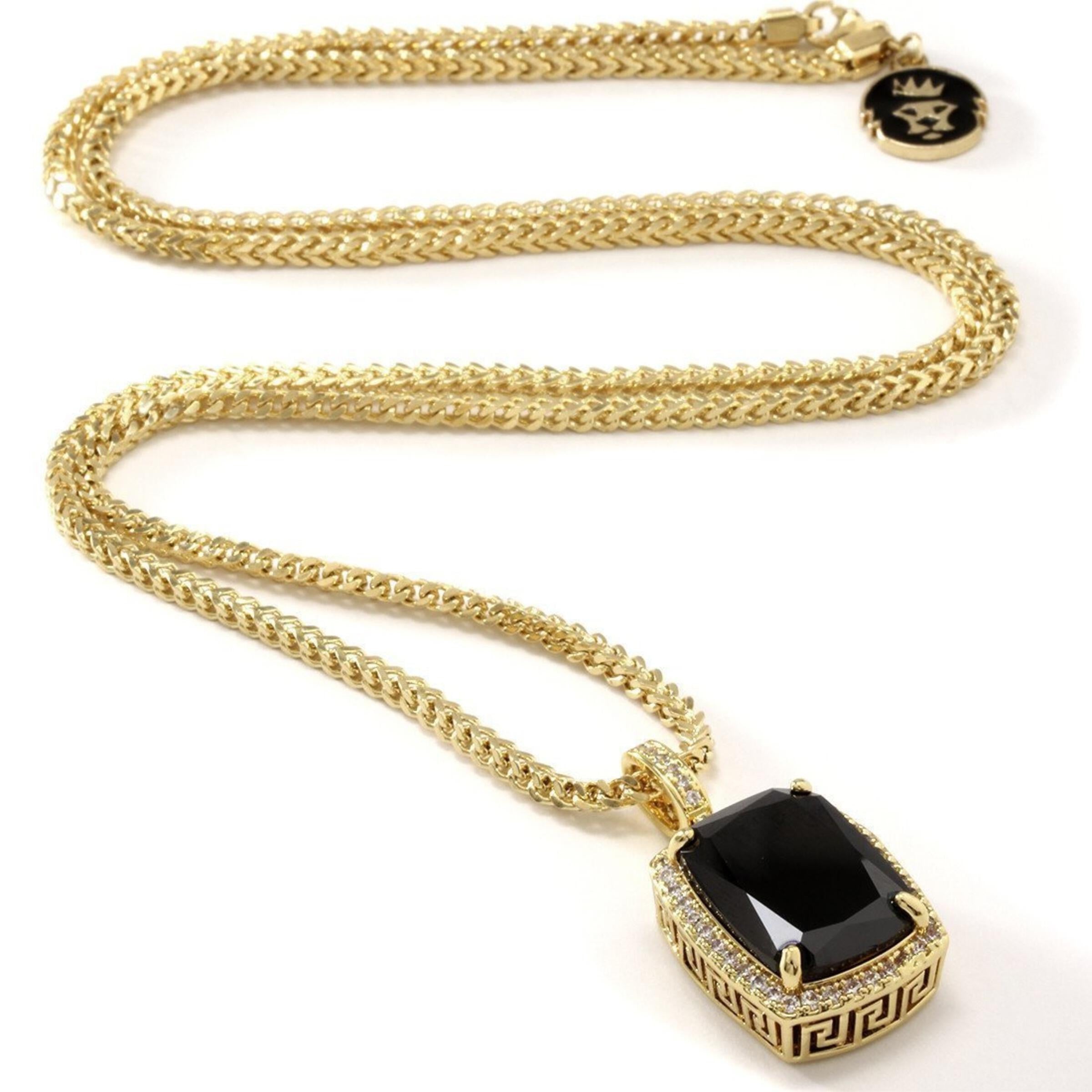 King Ice Onyx Crown Julz Necklace - 14K Gold